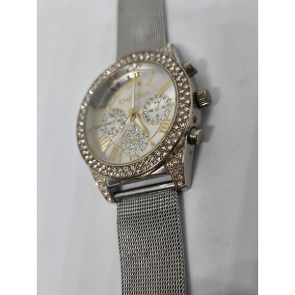 Bebe Ladies' Silver/Gold Toned Rhinestone Analog Watch. New battery. - Picture 6 of 7